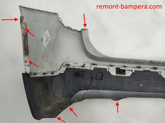 Puntos de fijación del parachoques trasero BMW X1 I (E84) (2009-2015)