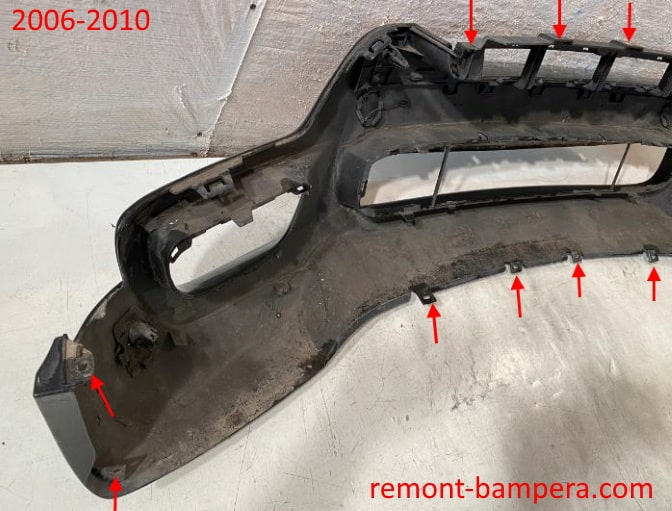 места крепления переднего бампера BMW X5 II (E70) (2006-2013)