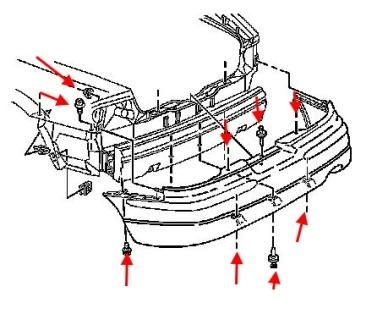 Schéma de montage du pare-chocs arrière Buick Century (1997-2005)
