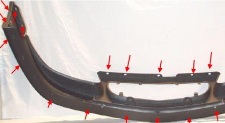 the attachment of the front bumper of the Buick Regal (1997-2005)