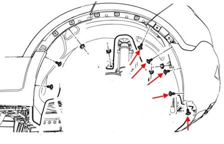 Diagrama de montaje del parachoques trasero del Buick Encore
