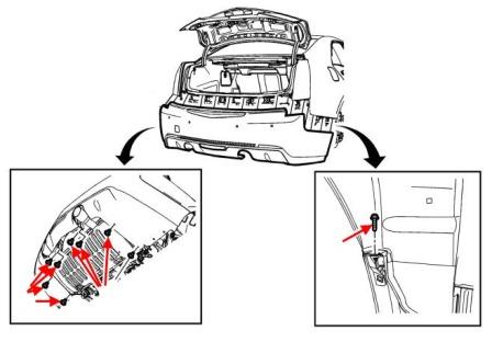 Montageschema für die hintere Stoßstange Montageschema für die vordere Stoßstange Cadillac ATS