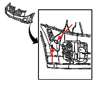 Diagrama de montaje del parachoques delantero Cadillac CTS (2003-2007)