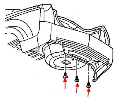 Diagrama de montaje del parachoques trasero Cadillac CTS (2003-2007)