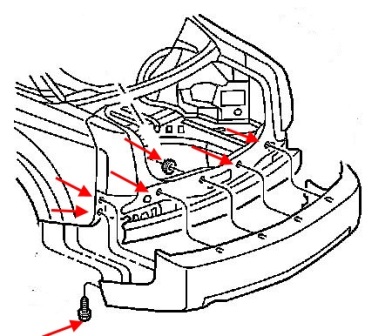 Schéma de montage du pare-chocs arrière Cadillac CTS (2003-2007)