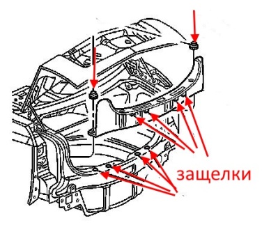 rear bumper mounting scheme Cadillac CTS (2003-2007)