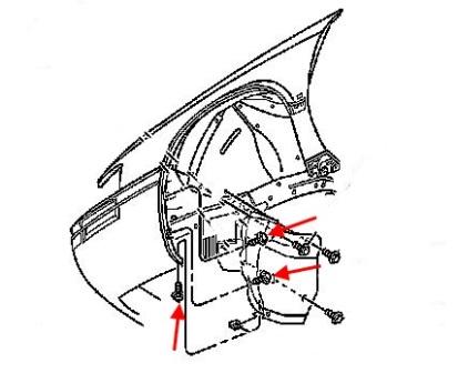 схема крепления переднего бампера Cadillac Eldorado (1992-2002)