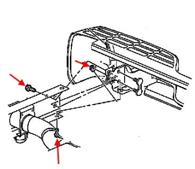 rear bumper mounting scheme Cadillac Escalade GMT800 (2002-2006)