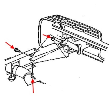 Esquema de montaje del parachoques trasero Cadillac Escalade GMT800 (2002-2006)