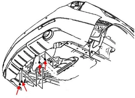 Montageplan für Heckstoßstange Cadillac SRX (2009-2016)