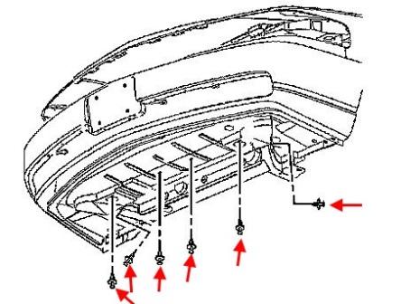 схема крепления переднего бампера Cadillac Seville