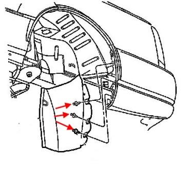 Schema di montaggio del paraurti posteriore Cadillac Seville