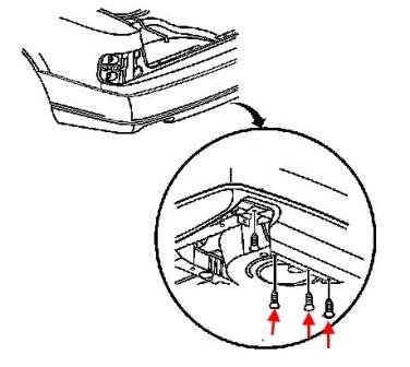 Diagrama de montaje del parachoques trasero del Cadillac Seville