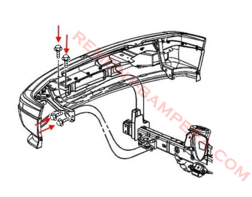 Chevrolet Colorado – Montagediagramm für die vordere Stoßstange (2004–2012)