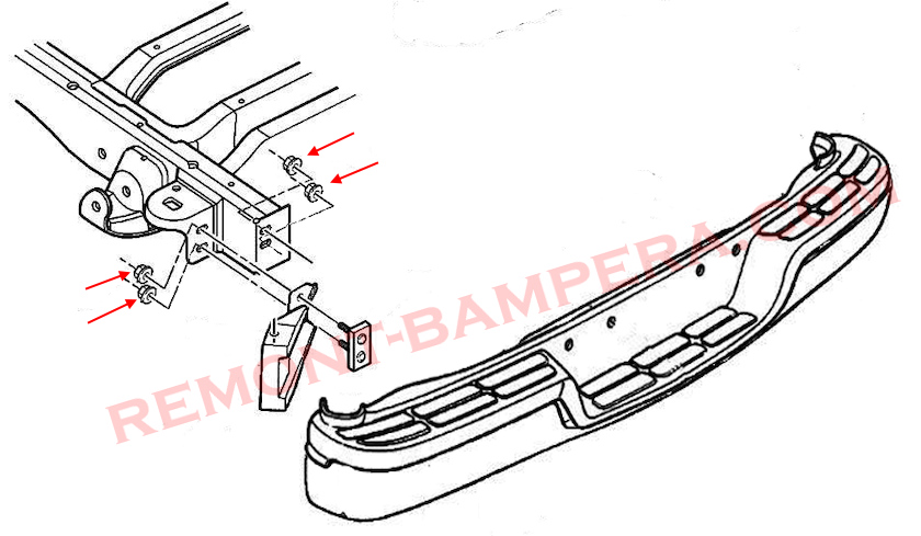 Chevrolet Express 1 – Montagediagramm für die hintere Stoßstange
