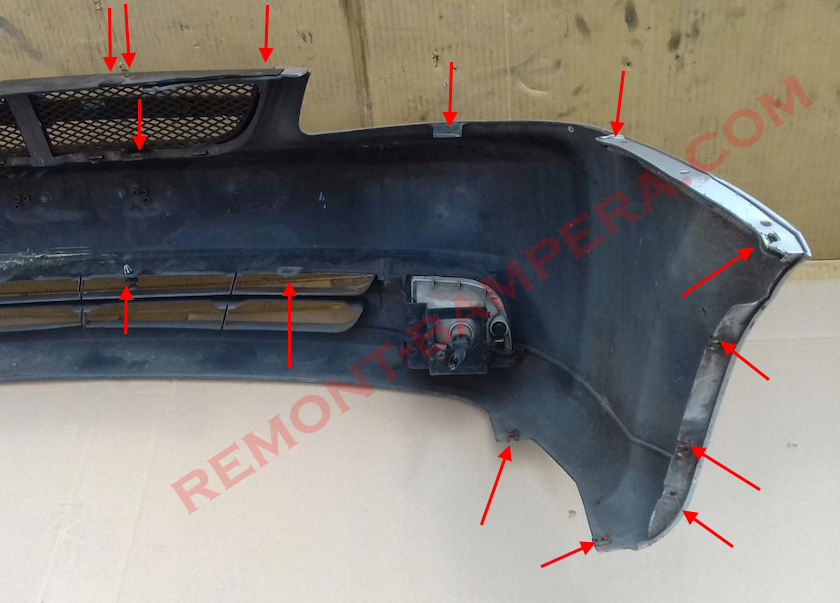 Ubicaciones de montaje del parachoques delantero del Chevrolet Lacetti 1