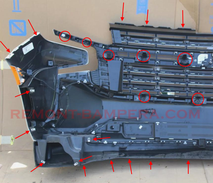 Chevrolet Suburban Front Bumper Mounting Locations (2021-2025)