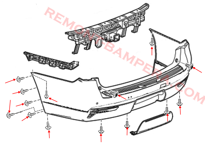 Chevrolet Suburban Rear Bumper Mounting Diagram (2021–2025)