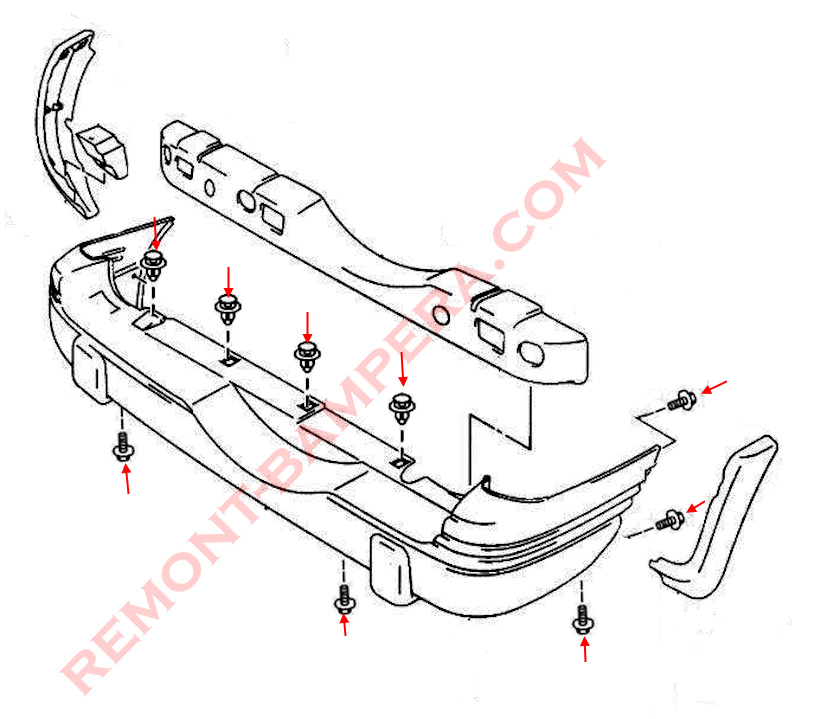 Chevrolet Tracker II Rear Bumper Mounting Diagram (1998-2004)