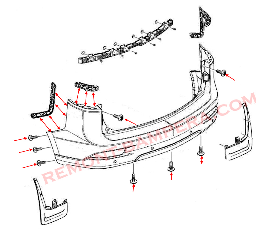 Chevrolet TrailBlazer II Rear Bumper Mounting Diagram (2012–2022)