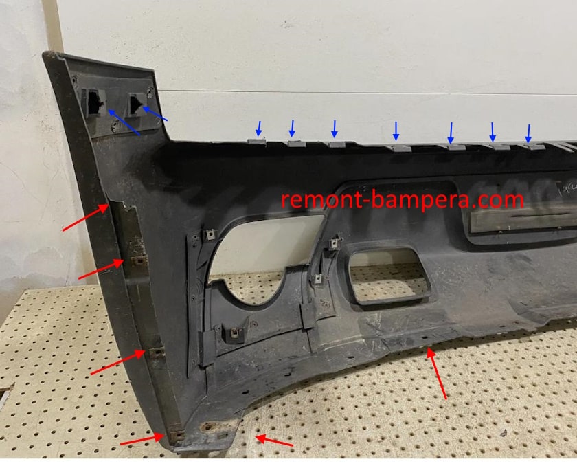 mounting locations for the front bumper Chevrolet Avalanche I (2002-2006)