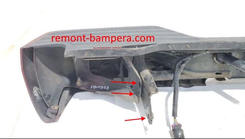 mounting locations for the rear bumper Chevrolet Avalanche II GMT900 (2007-2013)