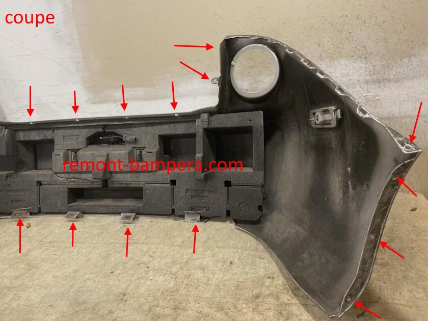 mounting locations for the rear bumper Chevrolet Cobalt I (2005-2010) coupe