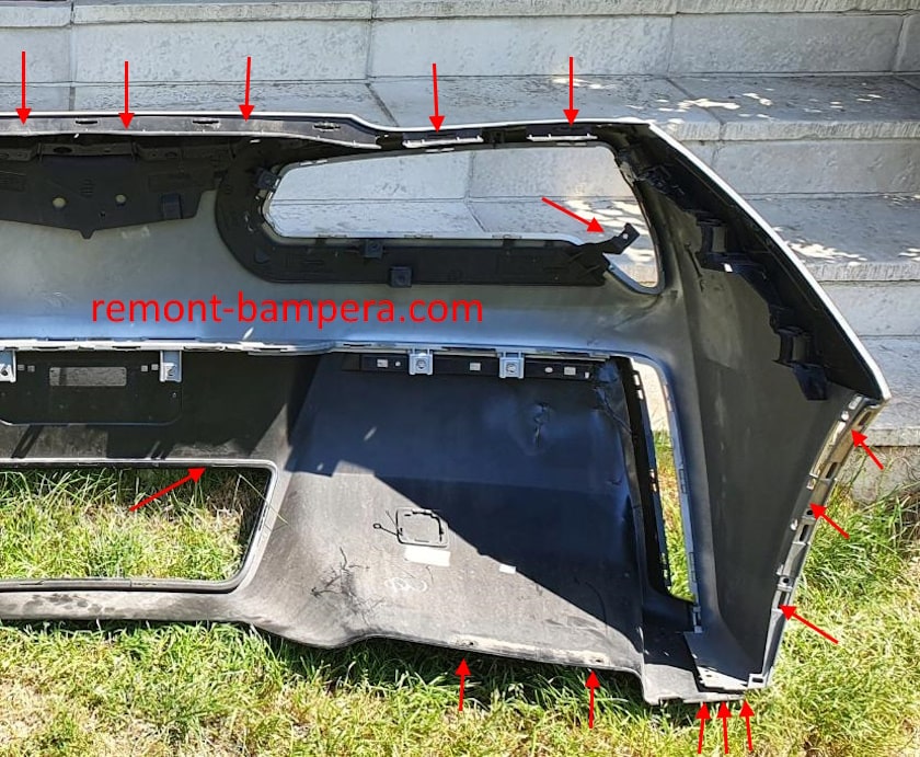 Chevrolet Corvette C7 rear bumper mounting locations (2014-2019)