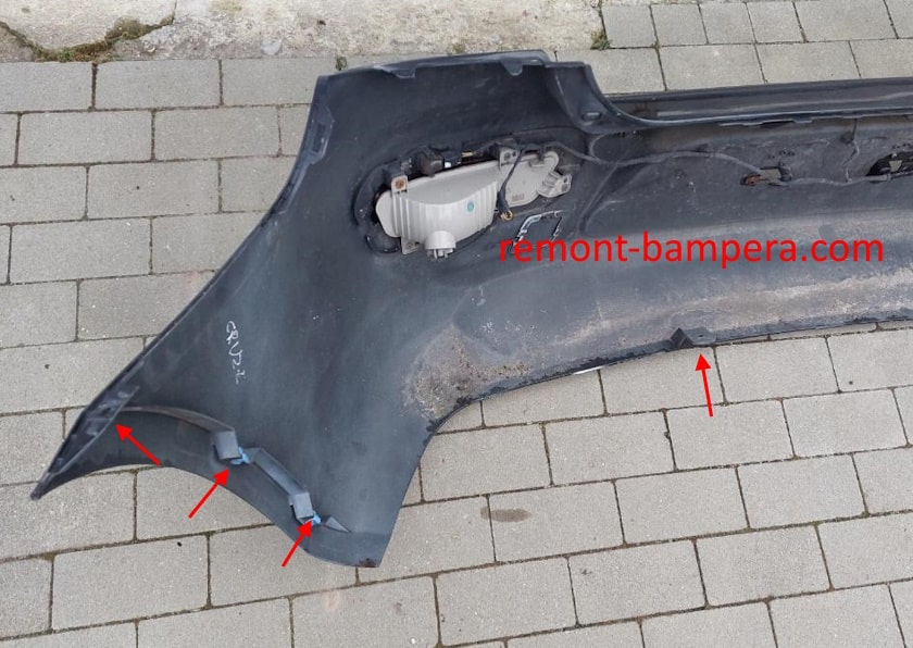 mounting locations for the rear bumper Chevrolet Cruze I (2008-2016)
