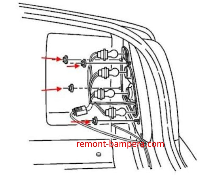 Schéma de montage du feu arrière Chevrolet Evanda (2000-2006)