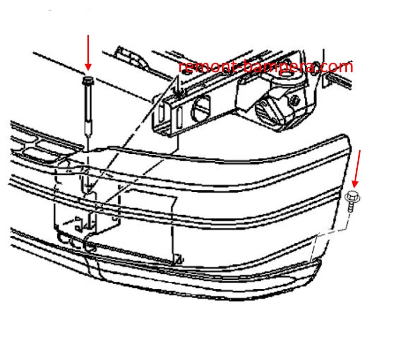 Chevrolet Express front bumper mounting diagram (2003-2024)