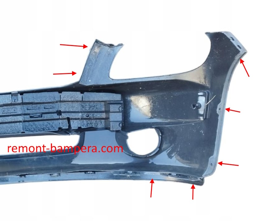 Chevrolet HHR front bumper mounting locations (2006-2011)