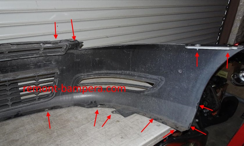 Emplacements de montage du pare-chocs avant de la Chevrolet Impala (2006-2013)