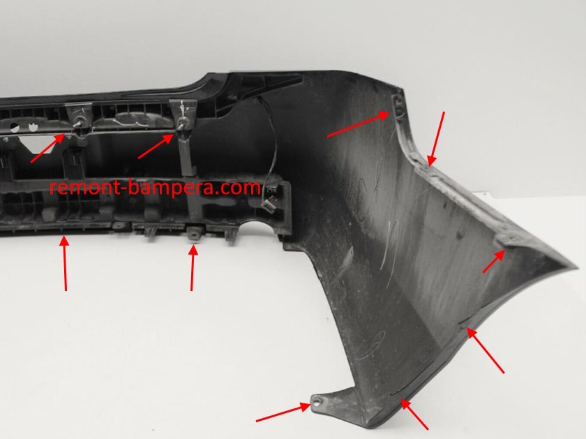 Emplacements de montage du pare-chocs arrière de la Chevrolet Impala (2006-2013)