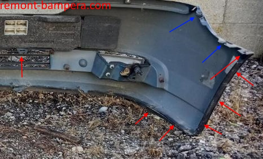 mounting locations for the front bumper Chevrolet Malibu VI (2004-2007)