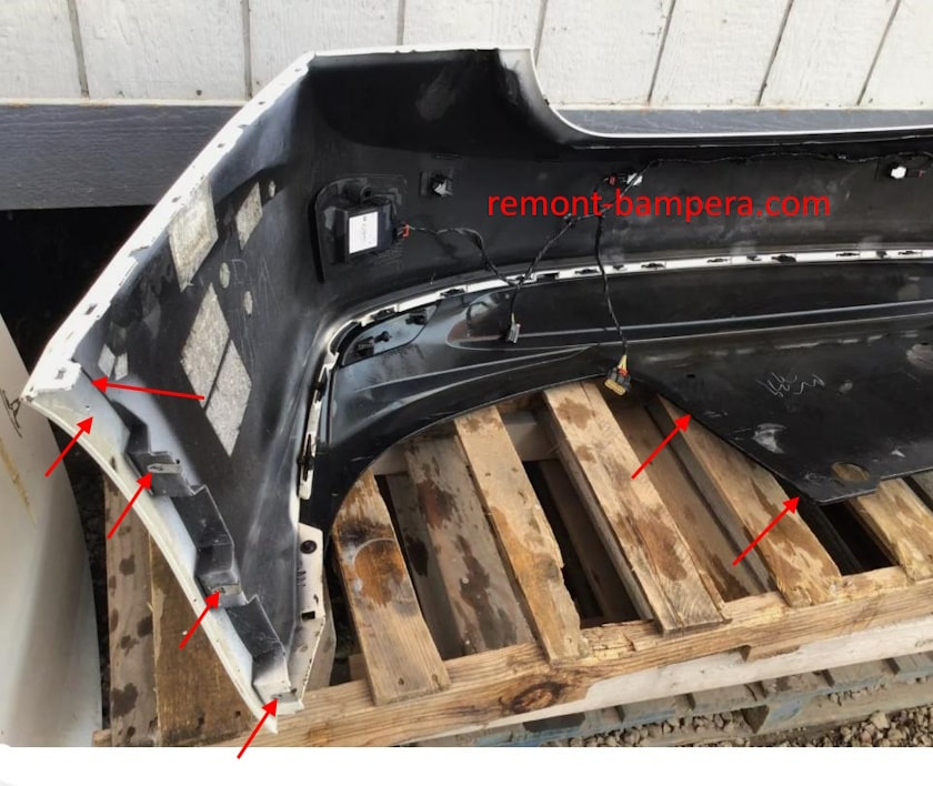 Chevrolet Malibu IX (2016-2024) rear bumper mounting locations