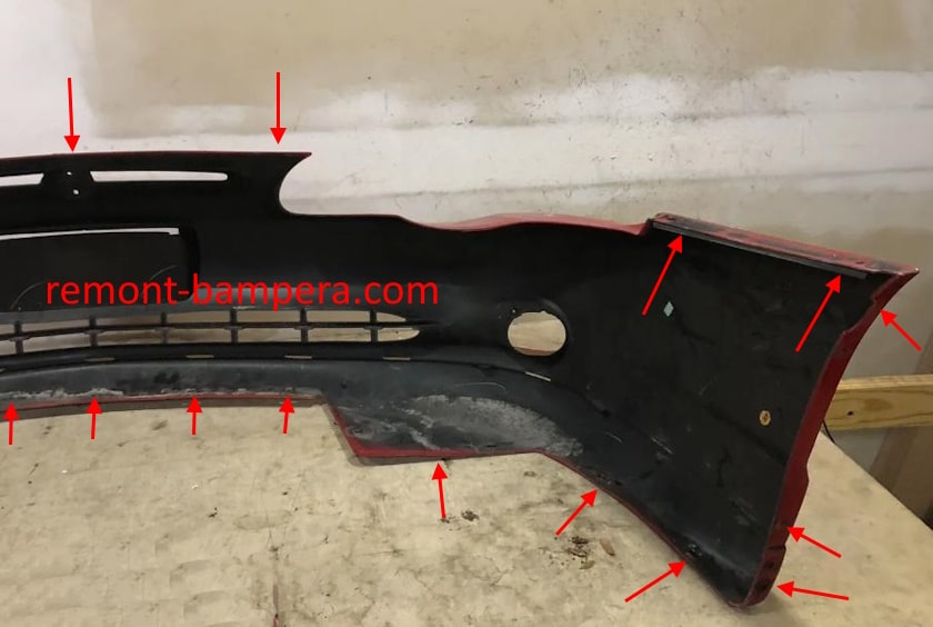 mounting locations for the front bumper Chevrolet Monte Carlo VI (2000-2008)