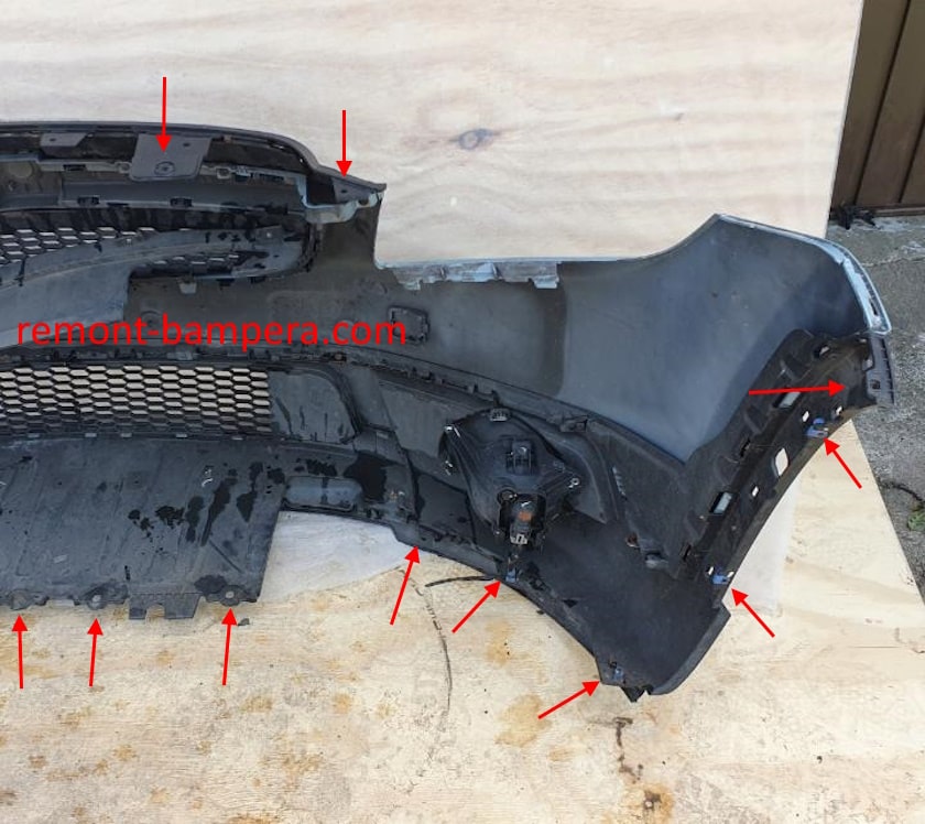 Chevrolet Orlando front bumper mounting locations (2010-2018)