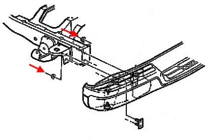 Rear bumper mounting diagram for Chevrolet Express (1996-2002)