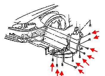 Chevrolet (Oldsmobile) Alero diagrama de montaje del parachoques delantero