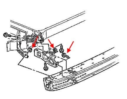 Diagrama de montaje del parachoques trasero Chevrolet Astro