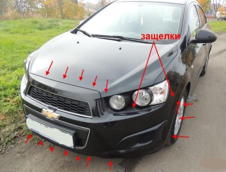 mounting points for the front bumper Chevrolet Aveo/Sonic T300
