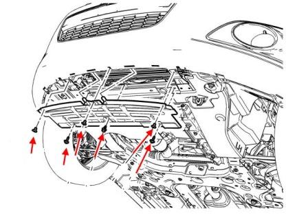Diagrama de montaje del parachoques delantero Chevrolet Aveo / Sonic T300