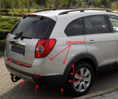 mounting points for the rear bumper Chevrolet Captiva