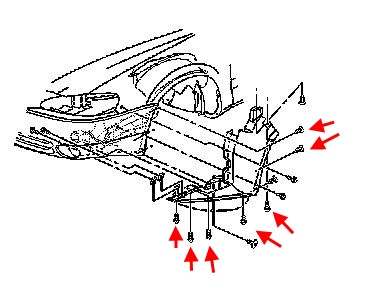 схема крепления переднего бампера Chevrolet Cavalier