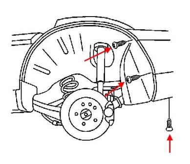 Schéma de montage du pare-chocs arrière Chevrolet Cavalier