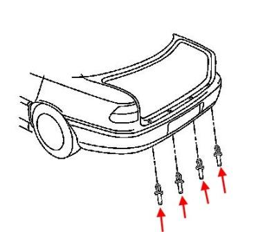 Diagrama de montaje del parachoques trasero del Chevrolet Cavalier
