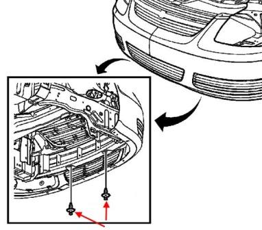 Chevrolet Cobalt diagrama de montaje del parachoques delantero