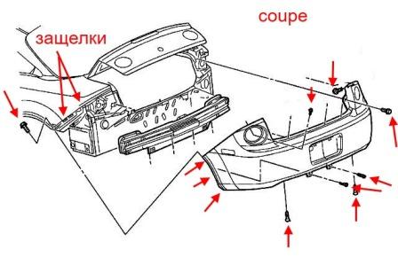 Chevrolet Cobalt diagrama de montaje del parachoques trasero