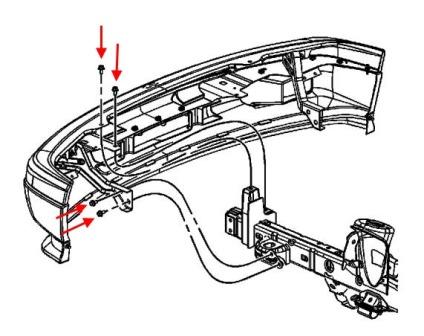 esquema de montaje del parachoques delantero para Chevrolet Colorado (2004-2012)
